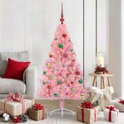 vidaXL Konstgjord Förbelyst Julgran med 150 LED-lampor Rosa 150 cm PVC