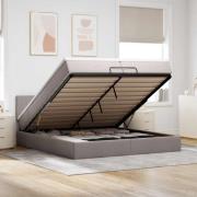 vidaXL Ottoman sängram med madrass taupe 200x200 cm tyg