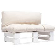 vidaXL Pallsoffa med dynor sandfärgad massiv furu