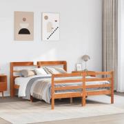 vidaXL Sängram utan madrass vaxbrun 120x200 cm massiv furu