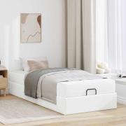 vidaXL Sängram med madrass Ren vit 90 x 190 cm Konstläder