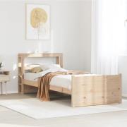 vidaXL Sängram med huvudgavel 100x200 cm massiv furu