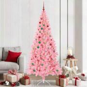 vidaXL Julgran med 300 LED-lampor med stativ Rosa 210 cm PVC