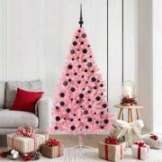 vidaXL Konstgjord Förbelyst Julgran med 300 LED-lampor Rosa 180 cm PVC