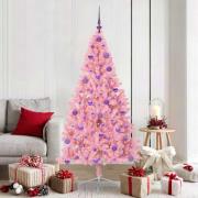 vidaXL Konstgjord Förbelyst Julgran med 300 LED-lampor Rosa 180 cm PVC