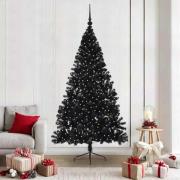 vidaXL Konstgjord Förbelyst Julgran Svart 210 cm PVC