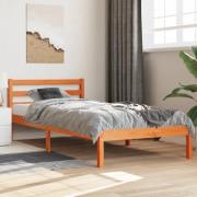 vidaXL Sängram utan madrass vaxad brun 90x200 cm massiv furu
