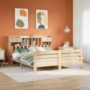 vidaXL Säng med bokhylla utan madrass 180x200cm massiv furu