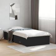 vidaXL Sängram med lådor svart 75x190 cm konstruerad trä