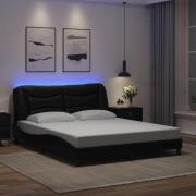 vidaXL Bed Frame with LED without Mattress "Hvar" Black 160x200 cm