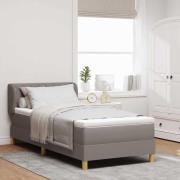 vidaXL Bäddfjäder med madrass med huvudgavel Taupe 90 x 190 cm tyg
