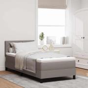 vidaXL Bäddfjäder med madrass med led Taupe 90 x 190 cm tyg