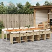 vidaXL Matgrupp för trädgården med dynor 13 delar beige konstrotting