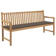 vidaXL Trädgårdsbänk med taupe dyna 175 cm massiv teak