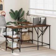 vidaXL Skrivbord rökfärgad ek 139x139x75 cm konstruerat trä