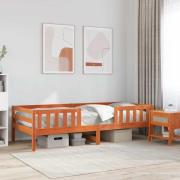 vidaXL Sängram utan madrass vaxad brun 90x190 cm massiv furu