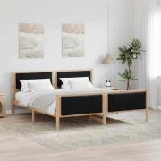 vidaXL Sängram med huvudgavel Svart 200 x 200 cm tyg