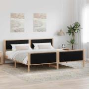 vidaXL Sängram med huvudgavel Brun och svart 200 x 200 cm Massiv furu