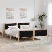 vidaXL Sängram med huvudgavel Brun och svart 180 x 200 cm Massiv furu