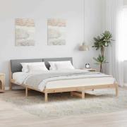 vidaXL Sängram Brun och ljusgrå 200 x 200 cm Massiv furu