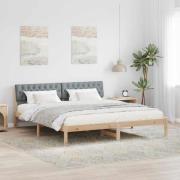 vidaXL Sängram Brun och ljusgrå 180 x 200 cm Massiv furu
