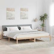 vidaXL Sängram Brun och ljusgrå 200 x 200 cm Massiv furu