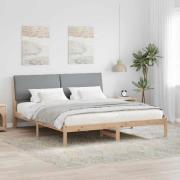 vidaXL Sängram Brun och ljusgrå 200 x 200 cm Massiv furu