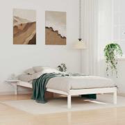 vidaXL Sängram med sidobord Vit 80 x 210 cm Massiv furu