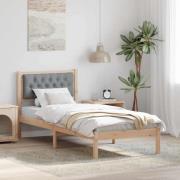 vidaXL Sängram med huvudgavel Ljusgrå 75 x 190 cm Massiv furu
