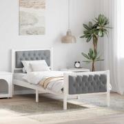 vidaXL Sängram med huvudgavel Ljusgrå 75 x 190 cm Massiv furu