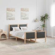 vidaXL Sängram brun och mörkgrå 120 x 190 cm Massiv furu