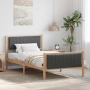 vidaXL Sängram brun och mörkgrå 100 x 200 cm Massiv furu