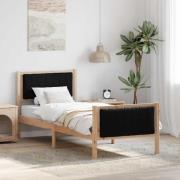 vidaXL Sängram med huvudgavel Brun och svart 80 x 200 cm Massiv furu