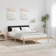 vidaXL Sängram med huvudgavel Brun och svart 150 x 200 cm Massiv furu