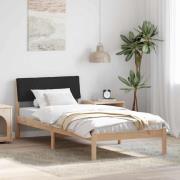 vidaXL Sängram med huvudgavel Brun och svart 90 x 200 cm Massiv furu