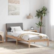 vidaXL Sängram med huvudgavel Brun och taupe 75 x 190 cm Massiv furu