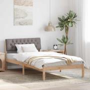 vidaXL Sängram med huvudgavel Brun och taupe 100 x 200 cm Massiv furu