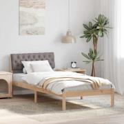 vidaXL Sängram med huvudgavel Brun och taupe 90 x 190 cm Massiv furu