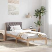 vidaXL Sängram med huvudgavel Brun och taupe 75 x 190 cm Massiv furu