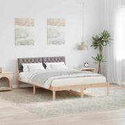 vidaXL Sängram med huvudgavel Brun och taupe 140 x 200 cm Massiv furu