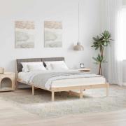 vidaXL Sängram med huvudgavel Brun och taupe 135 x 190 cm Massiv furu