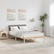 vidaXL Sängram med huvudgavel Brun och taupe 120 x 190 cm Massiv furu