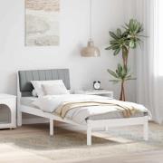 vidaXL Sängram med huvudgavel Vit och ljusgrå 80 x 200 cm Massiv furu