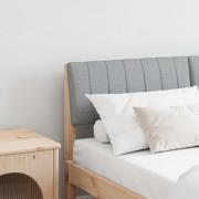 vidaXL Klädd sänggavel Ljusgrå 135 cm Massiv furu