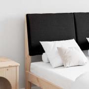 vidaXL Klädd sänggavel Svart 135 cm Massiv furu
