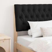 vidaXL Klädd sänggavel Svart 90 cm Massiv furu