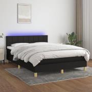 vidaXL Ramsäng med madrass & LED svart 140x190 cm tyg
