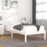 vidaXL Sängram vit massiv furu 90x200 cm