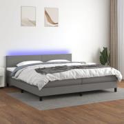 vidaXL Ramsäng med madrass & LED mörkgrå 200x200 cm tyg