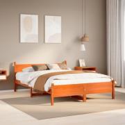vidaXL Sängram utan madrass vaxbrun 140x200 cm massiv furu
